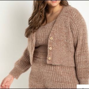 Eloquii Cropped Fuzzy Cardigan